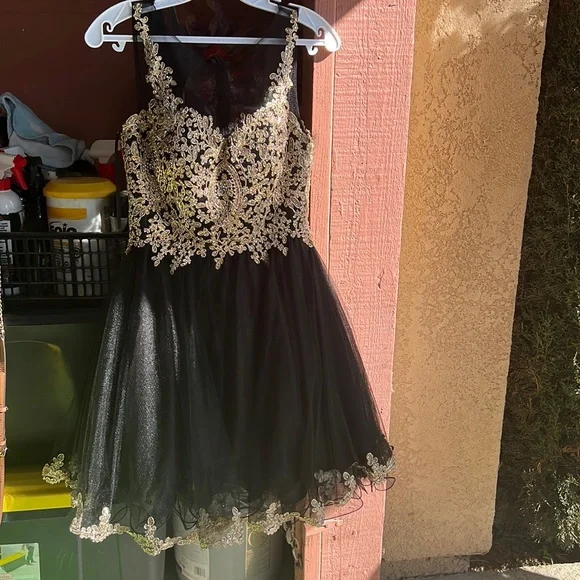 black and gold formal dress short Zapakasa Women Beaded Navy Blue Formal Dress A Line Sweetheart Satin  Sparkly Long Party Dress with Slit main image 0